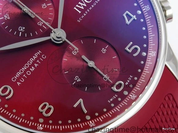 MIROTIME 0111 Reliable Portuguese Chrono IW3716 Z+F 1:1 Best Edition Red Dial on Red Rubber Strap A 7015